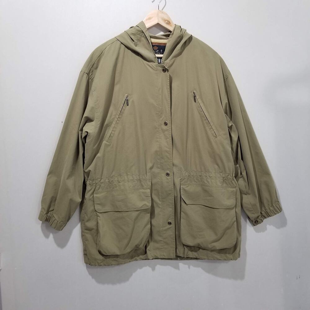 Pres de Chamonix Jacket Mens Small Olive Green Hooded Parka Anorak Zip Pockets - Picture 11 of 11